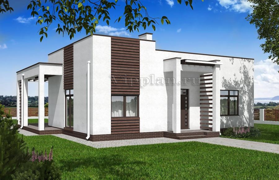 Одноэтажный дом с террасой