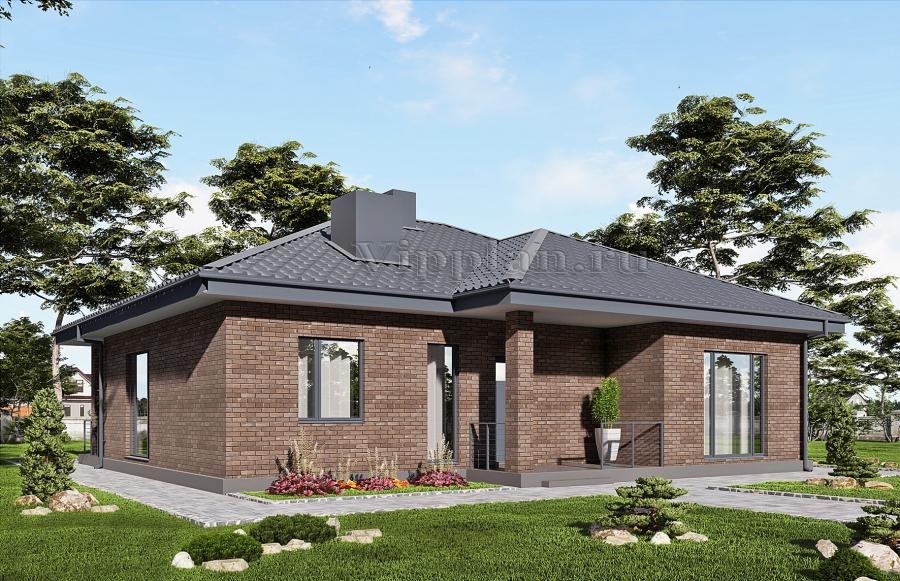 Одноэтажный дом с тремя спальнями и террасой